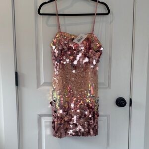 12th Tribe Pink and Gold Sequin Dress